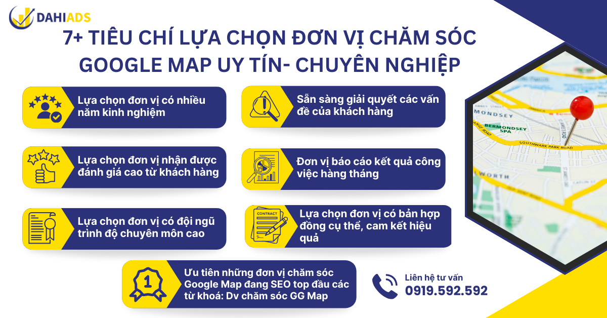 7+ Tiêu chí lựa chọn đơn vị chăm sóc Google Map uy tín- chuyên nghiệp- Dahi Agency 123