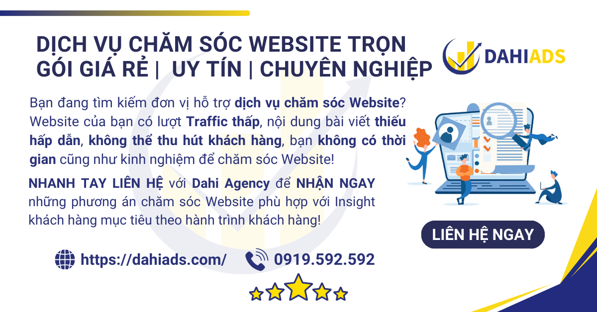 Dịch vụ chăm sóc Website trọn gói, giá rẻ, uy tín, chuyên nghiệp