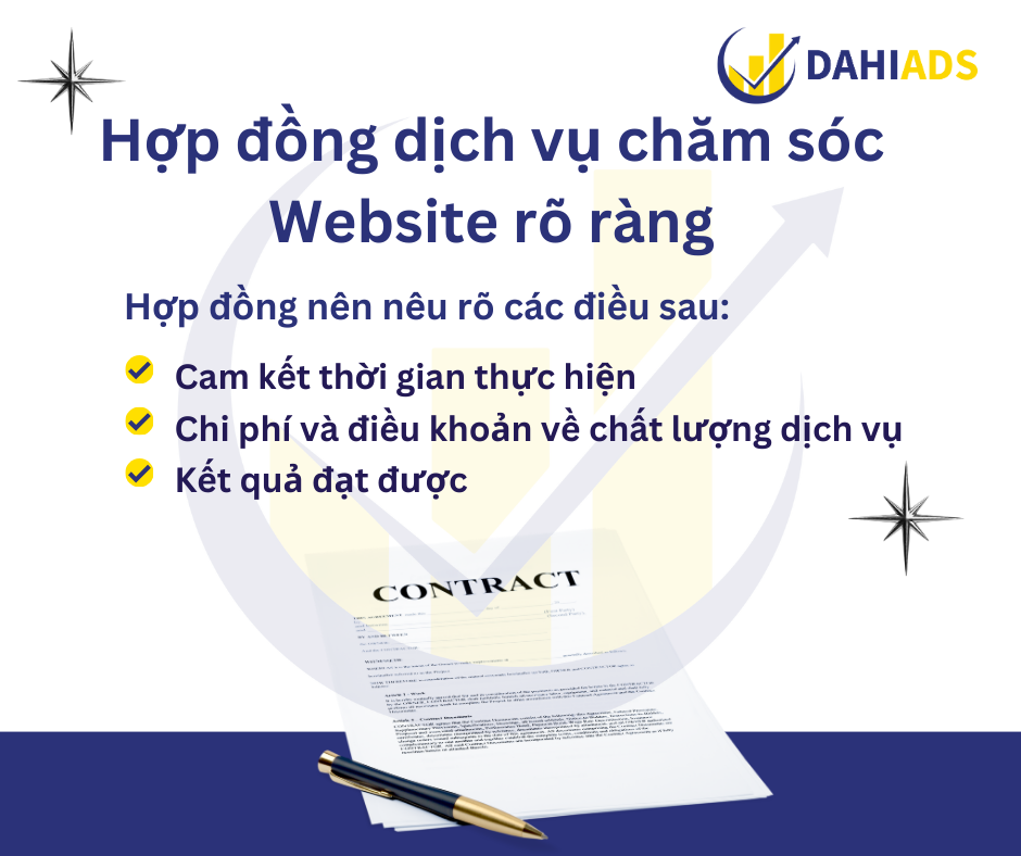 Hợp đồng dịch vụ chăm sóc Website rõ ràng